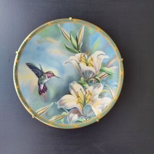 Cyndi Nelson | Decorative Plate with Hummingbird and Lilies | Pickard | 1990s